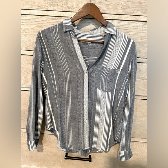 Anthropologie white and blue bottom down blouse - Picture 5 of 5